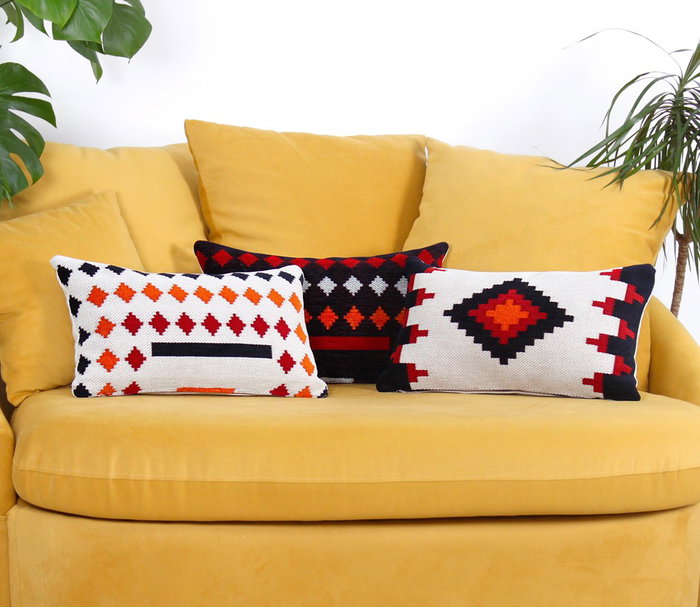 Aberto Design Cojín Rustic - Black Multicolor